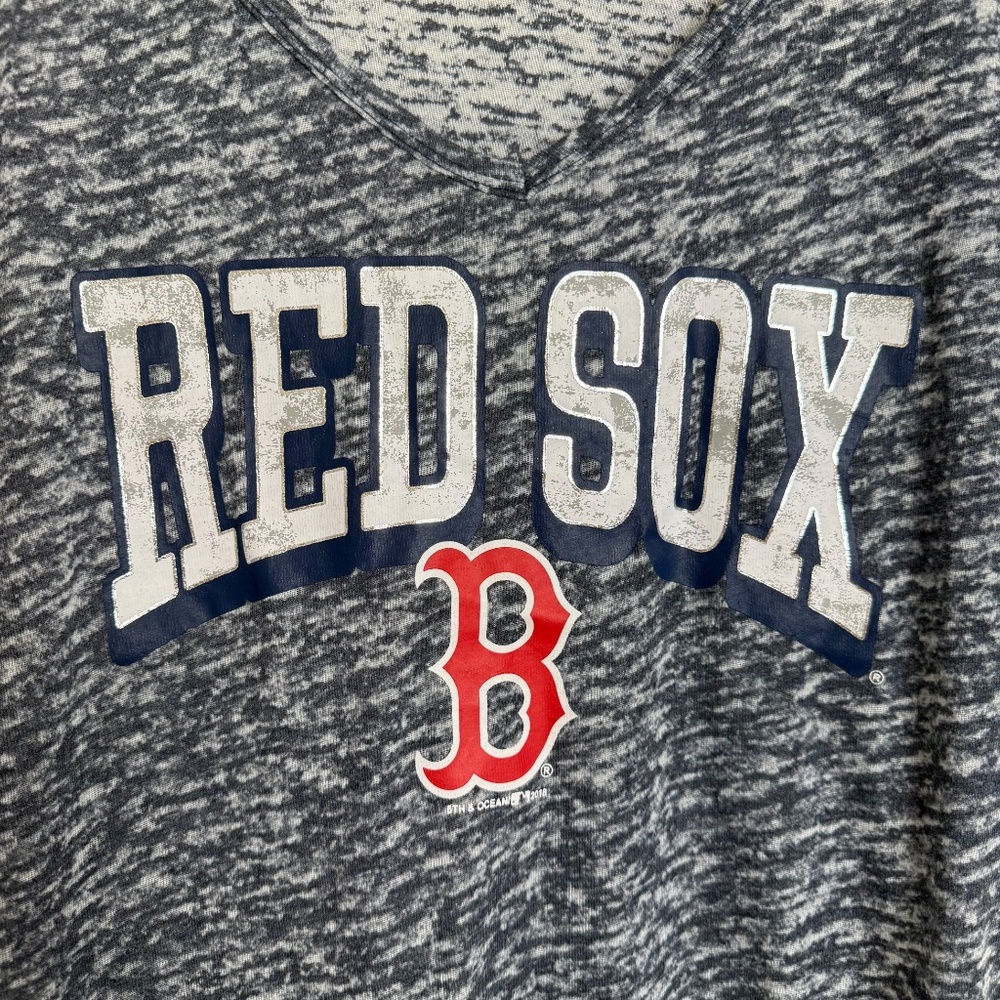 New Era Boston Red Sox Womens Gray Raglan Short Sleeve T Shirt - Picture 7 of 12